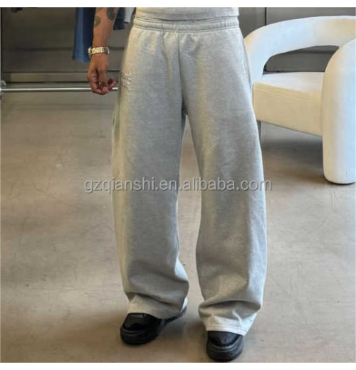 wide leg sweatpants trousers fashion hip hop pants flare sweat pants men french terry cotton pants straight leg baggy sweatpants