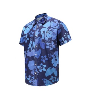 High Quality Factory Price Custom Print Men Casual Polyester Spandex Button Up Shirts Beach Shirts For men