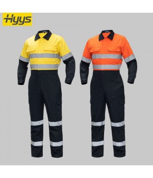 Factory Supply High Visibility Work Clothes men Construction Roadway Worker Coveralls Reflective Strips Overalls Workshop