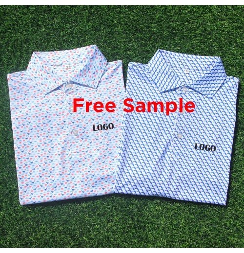 2025 Top Ranking Custom Logo Pattern All Over Sublimation Printing Polyester Stretch Quick Dry Knitted polo t shirts for men