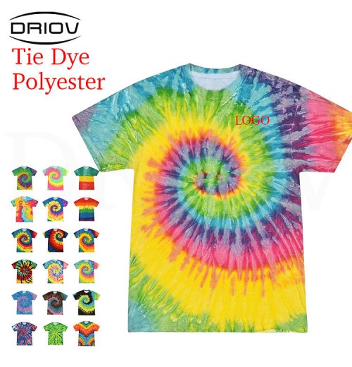 Custom tie dye sublimation printing t shirts polyester thin cheap colorful tshirts custom mens tye dye t-shirts