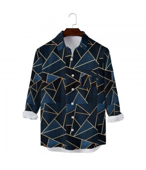 2024 new slim fit men's long sleeve printed shirt