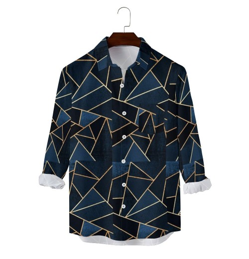 2024 new slim fit men's long sleeve printed shirt