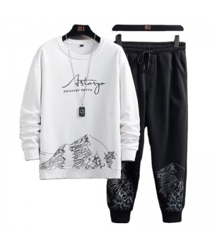 autumn Men's long sleeved sweater Long sleeved men's suit Two piece men's clothing set