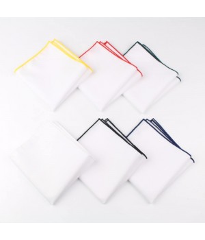 Men's Sunny Style Cotton Handkerchief White Pocket Square Colorful Brink Hankies Towel Casual 23*23cm