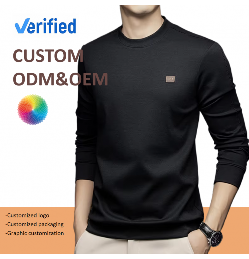 2024 Autumn New Crew Neck Design Men's Fashion Casual Long Sleeve Polyester T-shirt With Graphic