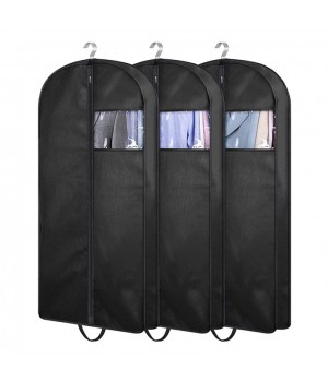 Custom Logo Non Woven Mens Clothes Dust Suit Cover Luxury Black Eco Friendly Cloth Suit Cover Garment Bag With Zipper