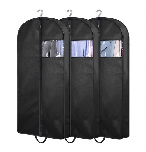 Custom Logo Non Woven Mens Clothes Dust Suit Cover Luxury Black Eco Friendly Cloth Suit Cover Garment Bag With Zipper